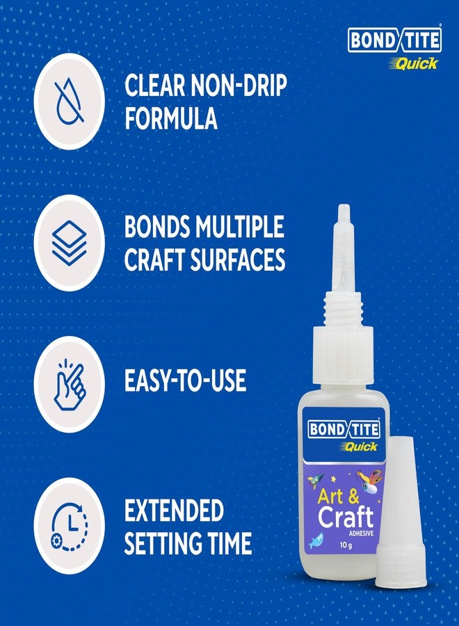 Bondtite Quick Art & Craft Glue, 10g | High-Viscosity, Non-Drip Adhesive | Clear Finish, Repositionable Glue for DIY Craft Projects, Home & School Use - Image 4